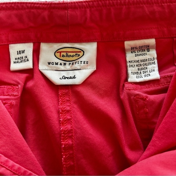 Talbots Capri Pants Coral Pink Stretch Cropped Straight Leg 16W Petite - Picture 12 of 15